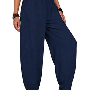 Women's Linen Pants Harem Pants Harem Capri Baggy Cotton Linen Micro-elastic Sporty Casual Daily Summer Spring Beach Pants, Pants, Roselinlin - Online Catalog