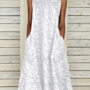 JFN Cotton & Linen Plain Dress, Dresses, color:White|size:XXL, JustFashionNow