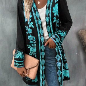 Jersey Cross Neck Casual Loose Kimono, Cardigans, color:Green|size:XXL, JustFashionNow
