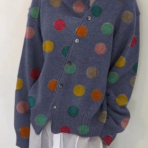 Acrylic Casual Polka Dots Sweater, Sweaters, color:Navyblue|size:3XL, JustFashionNow