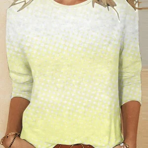 Crew Neck Geometric Casual Loose T-Shirt, T-Shirts, color:Yellow|size:5XL, JustFashionNow
