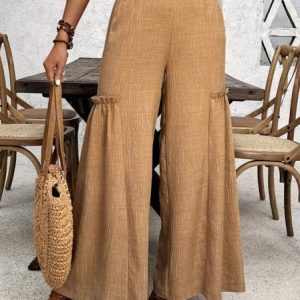 Loose Plain Casual Pants, Pants, color:Camel|size:XXL, JustFashionNow