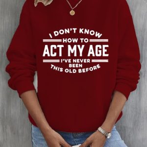 Crew Neck Text Letters Casual Sweatshirt, Sweatshirts & Hoodies, color:Wine Red|size:3XL, JustFashionNow