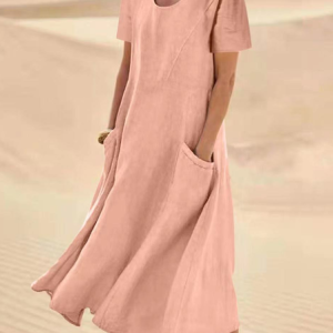 Solid Color Loose Casual Pocket Dress, Maxi Dresses, Roselinlin - Online Catalog