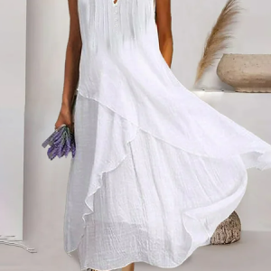 Swing Dress Maxi long Dress Cotton Blend Basic Elegant Outdoor Daily V Neck Button Pocket Sleeveless dresses, Maxi Dresses, Roselinlin - Online Catalog