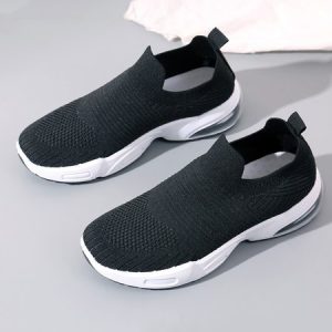 Women Breathable Mesh Fabric Slip On Sneakers, Sneakers, color:Black|size:41, JustFashionNow
