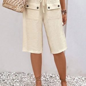 Casual Loose Plain Pants, Pants, color:Apricot|size:XXL, JustFashionNow