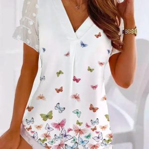 JFN V Neck Casual T-Shirt/Tee, Shirts & Blouses, color:Multicolor|size:XXL, JustFashionNow