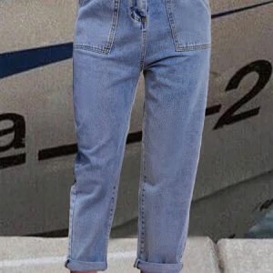 Buttoned Denim Casual Jeans, Jeans, color:Blue|size:XXL, JustFashionNow