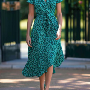 Cross Elegant Dress With Belt, Dresses, color:Green|size:XXL, JustFashionNow