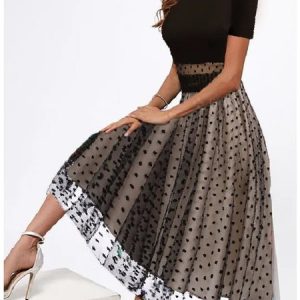Elegant Polka Dots Regular Fit Dress, Dresses, color:Black|size:XXL, JustFashionNow