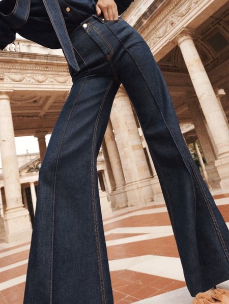 Daily High Waist Denim Flare Leg Jeans, Jeans, color:Blue|size:S, JustFashionNow