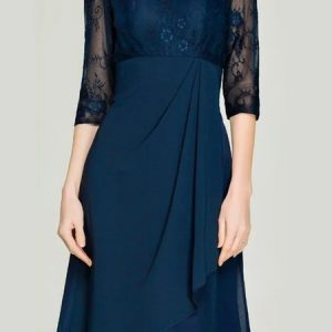 Lace Loose Elegant Plain Dress, Dresses, color:Blue|size:XXL, JustFashionNow