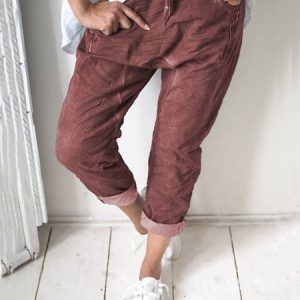 Casual Plus Size Solid Jeans With Pockets, Jeans, color:Red|size:XXL, JustFashionNow