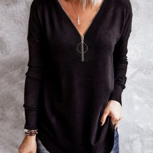 V Neck T-shirt, T-Shirts, color:Black|size:3XL, JustFashionNow