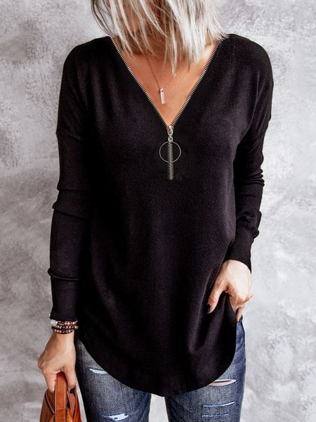 V Neck T-shirt, T-Shirts, color:Black|size:3XL, JustFashionNow