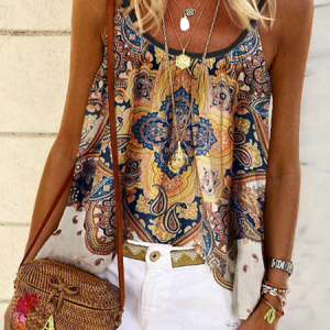 Boho Paisley Tanks & Camis, Tanks & Camis, color:Multicolor|size:XXL, JustFashionNow