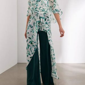 Chiffon Irregular Craftsmanship Elegant Matching Outfit, Suit Set, color:Green|size:XXL, JustFashionNow