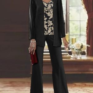 Elegant Loose V Neck Chiffon Matching Outfit, Suits, Roselinlin - Online Catalog