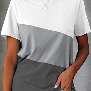 JFN Casual Color Block Regular Fit Short Sleeve T-Shirt/Tee, T-Shirts, color:Multicolor|size:XXL, JustFashionNow