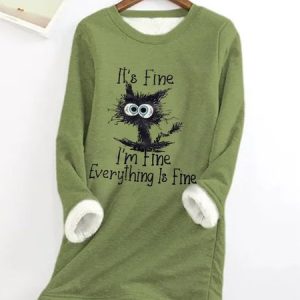 Loose Cat Casual Crew Neck Text Letters T-Shirt, T-Shirts, color:Green|size:XXL, JustFashionNow