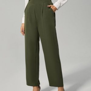 Plain Pockets Casual Pants, Pants, color:Army Green|size:3XL, JustFashionNow