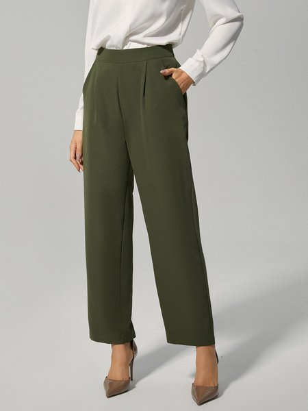 Plain Pockets Casual Pants, Pants, color:Army Green|size:3XL, JustFashionNow