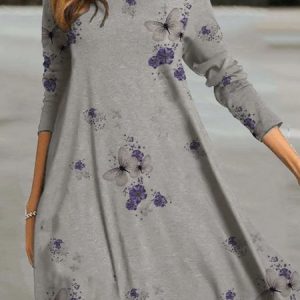 Casual A-Line Cowl Neck Knitting Dress, Dresses, color:Gray|size:3XL, JustFashionNow