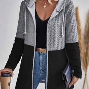 Women's Geometric Pocket Stitching Regular Loose Jacket, Jackets, color:Black|size:XXL, catalog Noracora shop