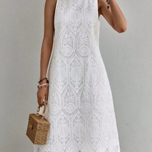 Embroidery Cotton Elegant Dress, Midi Dresses, Roselinlin - Online Catalog