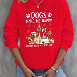 Animal Crew Neck Casual Sweatshirt, Sweatshirts & Hoodies, color:Red|size:3XL, JustFashionNow