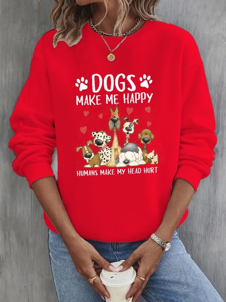 Animal Crew Neck Casual Sweatshirt, Sweatshirts & Hoodies, color:Red|size:3XL, JustFashionNow