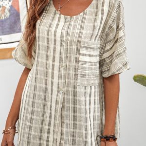 Cotton Casual Short Sleeve Crew Neck Top, Blouses & Shirts, Roselinlin - Online Catalog