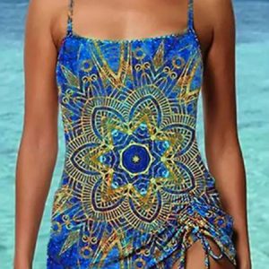 Ethnic Printing Vacation Tankini, swimwear>>Tankinis, color:Blue|size:XXL, JustFashionNow