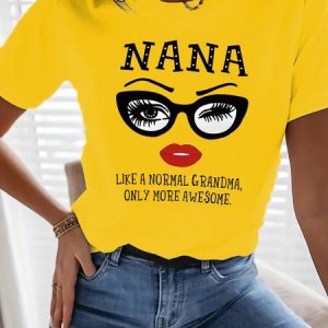 Loose Letter Pattern Casual T-Shirt, T-Shirts, color:Yellow|size:XXL, JustFashionNow