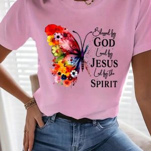 Casual Regular Fit Text Letters Cotton T-Shirt, T-Shirts, color:Pink|size:XXL, JustFashionNow