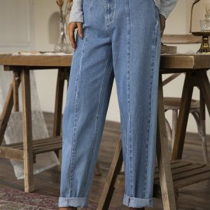 Plain Denim Pants, Jeans, color:As Picture|size:3XL, JustFashionNow