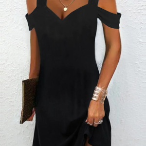 Urban Regular Fit Square Neck Knitted Dress, Dresses, color:Black|size:XXL, JustFashionNow