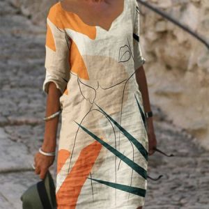 Color Block Casual Dresses, Dresses, color:Multicolor|size:XXL, JustFashionNow