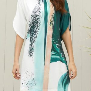 Half Turtleneck Casual Abstract Dress, Dresses, color:Purplish blue|size:XXL, JustFashionNow