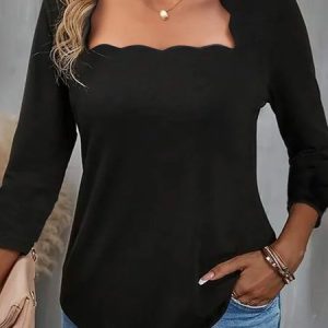 Asymmetrical Plain Casual Shirt, Shirts & Blouses, color:Black|size:4X, JustFashionNow