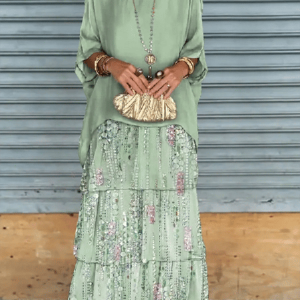 Folds Casual Knitted Two-Piece Set, Maxi Dresses, Roselinlin - Online Catalog