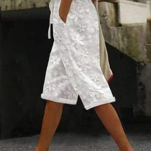 Drawstring Loose Casual Plain Pants, Shorts, color:White|size:XXL, JustFashionNow