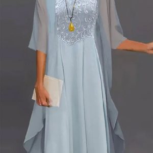 Loose Elegant Plain Two-Piece Set, Dresses, color:Light Blue|size:XXL, JustFashionNow
