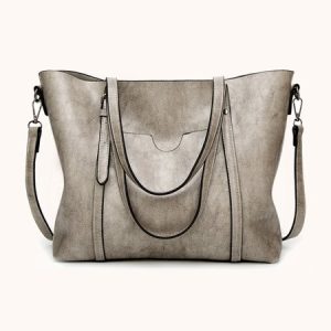 Vintage Large Capacity Zipper Tote Bag Commuting Crossbody Bag, Women's Bags, color:Gray|size:One-size, JustFashionNow