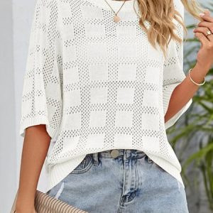 Crew Neck Acrylic Casual Sweater, Sweaters, color:White|size:XXL, JustFashionNow