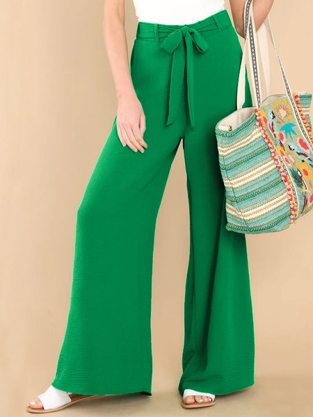 Plain Simple Pants With Belt, Pants, color:Green|size:XXL, JustFashionNow
