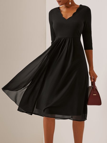 Elegant Black V-Neck Slim Fit Knit Dress, Dresses, color:Black|size:XXL, JustFashionNow