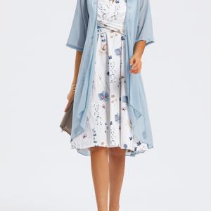 Elegant Loose V Neck Floral Two-Piece Set, Suit Set, color:White|size:XXL, JustFashionNow