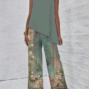 Irregular Craftsmanship Elegant Two-Piece Set, Suit Set, color:Green|size:XXL, JustFashionNow